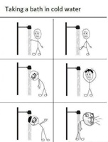 taking bath in cold water